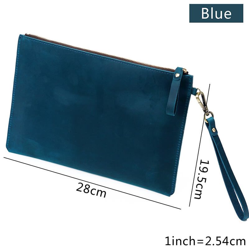 Zip Leather Laptop Sleeve Crazy Horse Leather – Babylon Leather - Babylon LeatherBabylon LeatherAN18-Blue