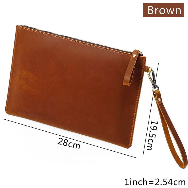 Zip Leather Laptop Sleeve Crazy Horse Leather – Babylon Leather - Babylon LeatherBabylon LeatherAN18-Brown