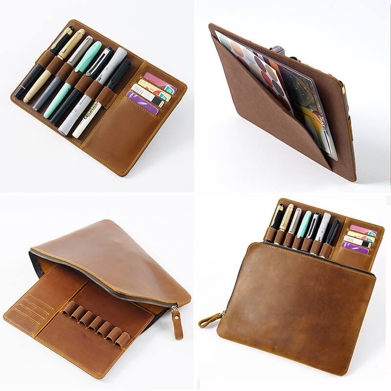 Zip Pen Case with Removable Tray – Babylon Leather - Babylon LeatherBabylon LeatherAN20-Brown