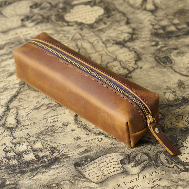 Zip Pencil Case Student – Babylon Leather - Babylon LeatherBabylon LeatherAN37-Brown