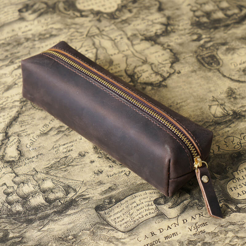 Zip Pencil Case Student – Babylon Leather - Babylon LeatherBabylon LeatherAN37-Coffee