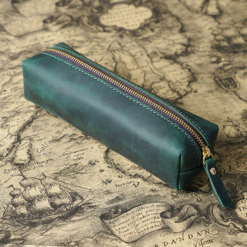 Zip Pencil Case Student – Babylon Leather - Babylon LeatherBabylon LeatherAN37-Dark Green
