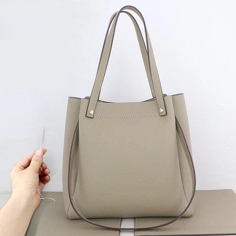 Zip-Top Tote Bag DIY Kit – Babylon Leather - Babylon LeatherBabylon LeatherSY14-Khaki-Leather Handle-Gold & Color-Matched