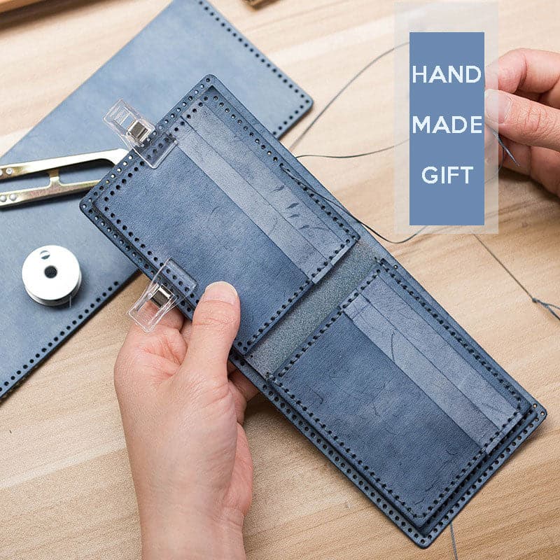 DIY Mens Wallet Kit Fog Wax Leather