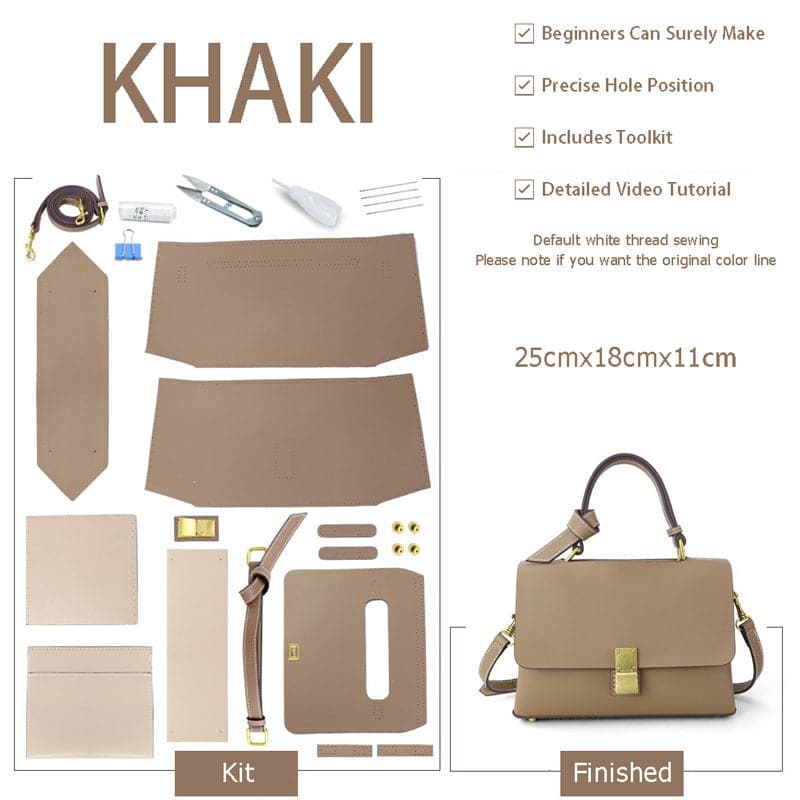 BABYLON™ Square Tote Bag Leather Kits For Beginners - KHAKI